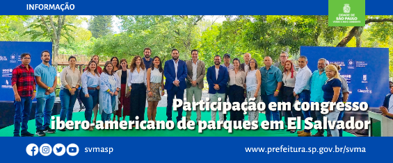 Pessoas que participaram do congresso reunidas em foto e os dizeres participação em congresso de parques em El Salvador
