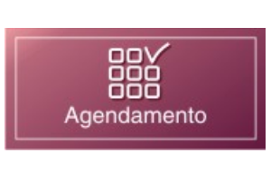 fundo roxo. no meio tem 9 quaradinhos( 3 colunas e 3 fileiras) que estão representado um calendário. em abaixo desse calendário escrito Agendamento.