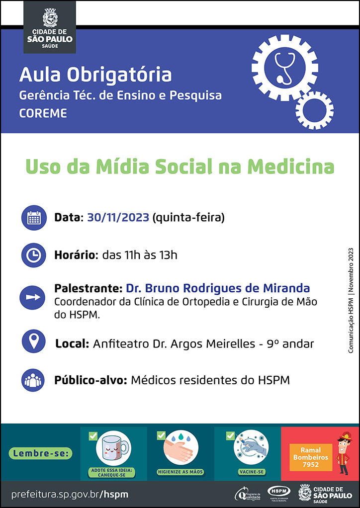 Cartaz com informações da aula