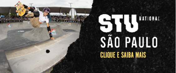 Na imagem, atleta fazendo uma manobra de skate no STU (Skate Total Urbe).