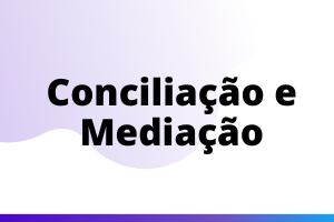 Degradé ondulado roxo bem suave em fundo branco. Centralizado o texto: Conciliação e Mediação