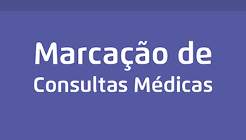 Imagem com fundo roxo escuro e a frase: Marcação de consultas médicas