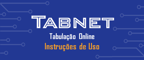 Banner com fundo azul marinho, com o titulo na cor branca Tabnet Tabulação online e subtítulo na cor amarela Instruções de Uso.