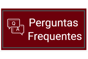 Imagem com fundo vinho, na frente as figuras de balões de conversas ao lado da frase "Perguntas Frequentes"