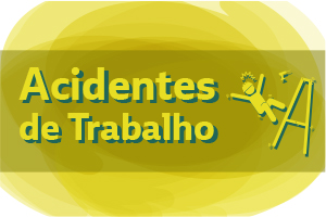 Titulo na cor amarela, fundo na cor amarela, ilustração de um trabalhador caindo de uma escada