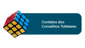 Imagem de fundo azul com um cubo de Rubik e a frase Contatos dos Conselhos Tutelares