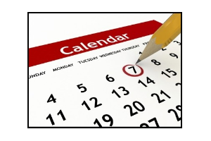 Imagem de um calendário com fundo branco e um lápis marcando o dia sete