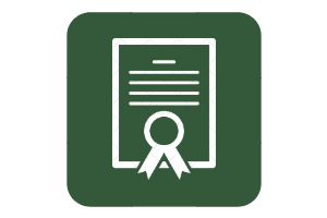 imagem de um certificado, em branco. Fundo verde.