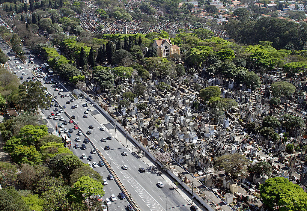Imagem aérea do cemitério Araçá