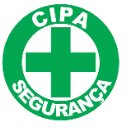 Simbolo da CIPA, um círculo verde com uma cruz verde dentro e palavras ao redor CIPA e Segurança