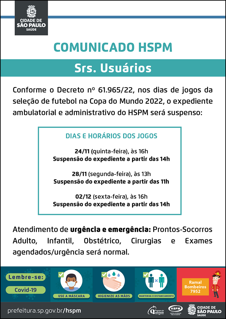 Comunicado: funcionamento durante os jogos do Brasil na Copa do Mundo –  Conselho Regional de Enfermagem do Espírito Santo