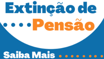 arte em tons de azul e laranja com texto Extinção de Pensão