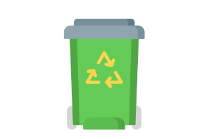 A imagem mostra um lutorcar verde com símbolo da reciclagem.