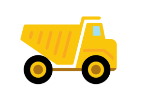 A imagem mostra um caminhão amarelo.