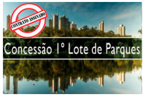 foto com imagem do Parque Ibirapuera, mostra fonte de águas e no fundo vários prédio e no canto direito árvores.