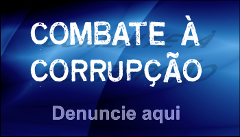 Imagem com fundo azul escrito Combate à Corrupção Denuncie aqui