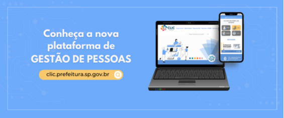 imagem de um notebook e um celular com as telas na nova plaforma de gestao de pessoas, CLIC