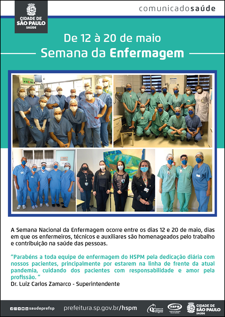 Fotos com parte da equipe de enfermagem do hospital