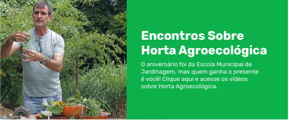 imagem dividida com um Engenheiro Agrônomo segurando uma planta ao lado de uma quadro verde escrito Encontros Sobre Horta Agroecológica.