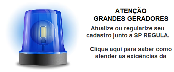 sinal de alerta chamando para a regularização do cadastro dos grandes geradores junto à SP Regula.