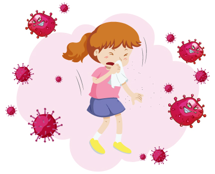 Ilustração de uma criança com tosse