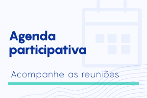 Botão na cor branca com escrito em azul "Agenda participativa"