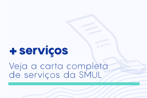 Banner na cor branca com escrito em azul "mais serviços"