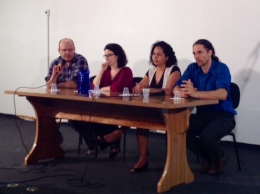 Fabiano Angélico (COPI-CGM), Fernanda Campanucci (COPI-CGM), professora Gisele Craveiro (COLAB-USP) e Jorge Machado (COLAB-USP)