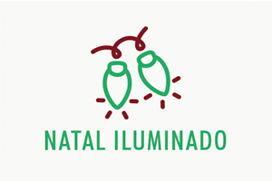 Imagem ilustrativa de luzes piscando com a frase embaixo "Natal Iluminado"