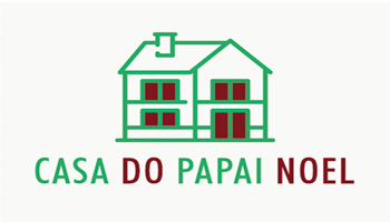 Imagem ilustrativa de uma casa com chaminé e embaixo escrito Casa do Papai Noel