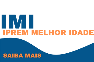 arte nas cores azul, laranja e branco com texto "Melhor idade IMI, saiba mais"