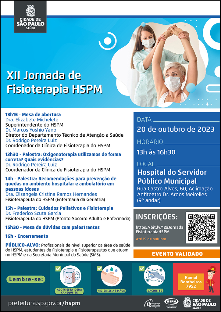Cartaz com a programação da XII Jornada de Fisioterapia HSPM