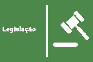 Contorno de um desenho de martelo com a escrita legislação ao lado direito e fundo verde