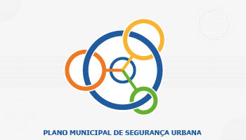 #pratodosverem: logo do Plano Municipal de Segurança Urbana com qtrês circulos menores, nas cores laranja, amarelo e verde com um circulo maior em azul.