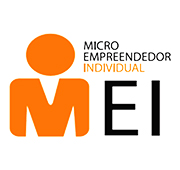 A imagem mostra o Logo do MEI - Microempreendedor Individual. A letra M desenha a silhueta de uma pessoa no tom laranja. Texto: Micro Empreendedor Individual - MEI.