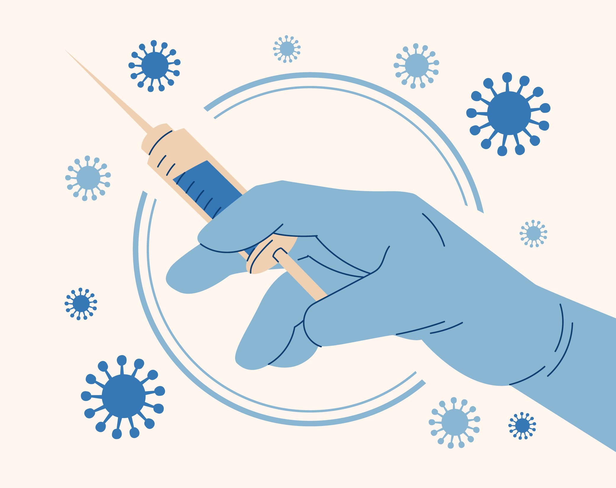 Imagem ilustrativa de mão com luva segurando uma seringa