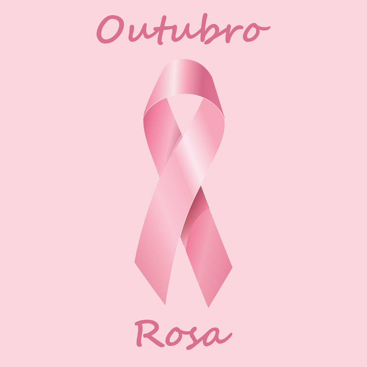 Imagem de um laço rosa com fundo rosado escrito outubro rosa.