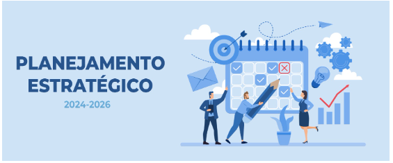 arte em azul com ilustração de 3 pessoas e um calendário. no título, temos a informação 