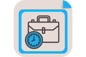 Imagem com uma maleta e relógio para informar sobre Portal de Teletrabalho