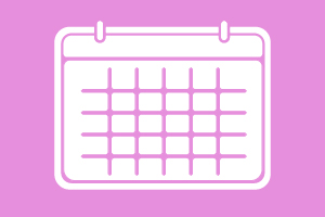 Calendário lilás com espaço das datas em branco