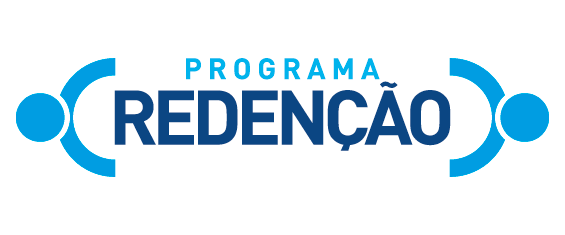 #PraCegoVer: num fundo branco está escrito em letras azuis: Programa Redenção