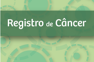 #PraCegoVer: O título "Registro de Câncer" está centralizado na parte superior da imagem, destacado por uma faixa verde. O fundo verde claro possui detalhes redondos e pontilhados.