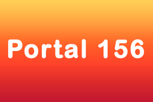 Na iamgem, Arte com as cores laranja e vermelho escrito em branco "Portal 156".