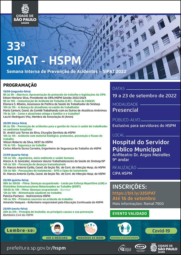 Cartaz com informações completas da SIPAT