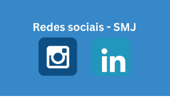Imagem com fundo azul indicando as redes sociais da SMJ