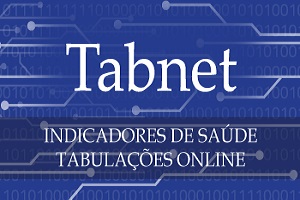 Fundo azul com o texto: Tabnet Indicadores de saúde - tabulações online