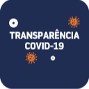 imagem com fundo azul, texto Transparência COVID-19 na cor branca ao centro.