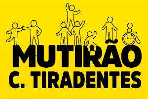 Fundo amarelo com oito bonecos ilustrados sendo um cadeirante e um com mobilidade reduzida em cima das palavras 