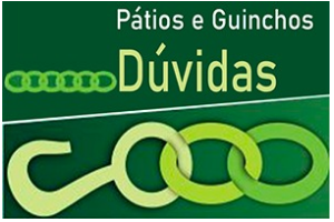 Foto com fundo verde escuro, embaixo com corrente, representando carro do cet, em cima escrito Pátios e Guinchos - Dúvidas.