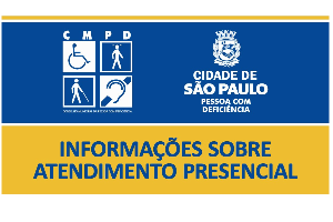 banner com os logotipos do CMPD e SMPED com o destaque: Informações sobre atendimento presencial.